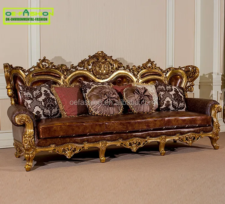Muebles de lujo personalizados para personas mayores, muebles de sofá de estilo barroco antiguo francés de Dubái