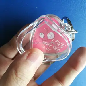 High Quality photo insert printed heart shape acrylic keychain