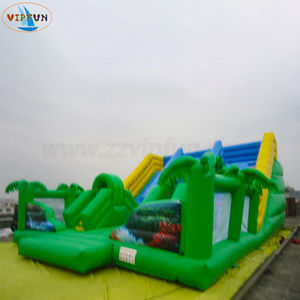 חם מכירה מתנפחים מים/יבש שקופית חיצונית מתנפחים שטח ירוק מתנפחים נושא שטח כפול - Product Image 5