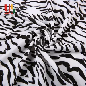 Polyester 스판덱스 ity single jersey 방수 zebra print satin fabric