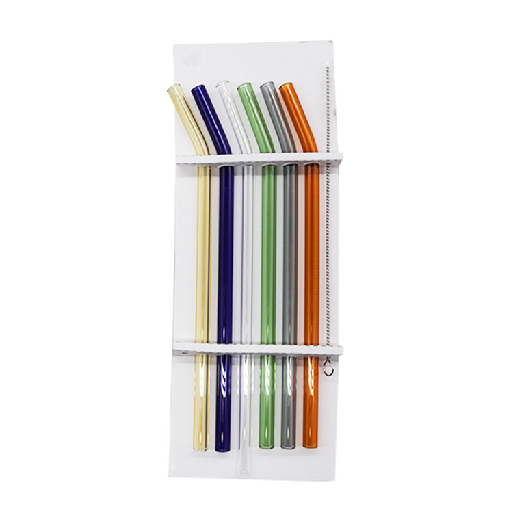Wholesale party antique reusable borosilicate smoothie bend color glass straws