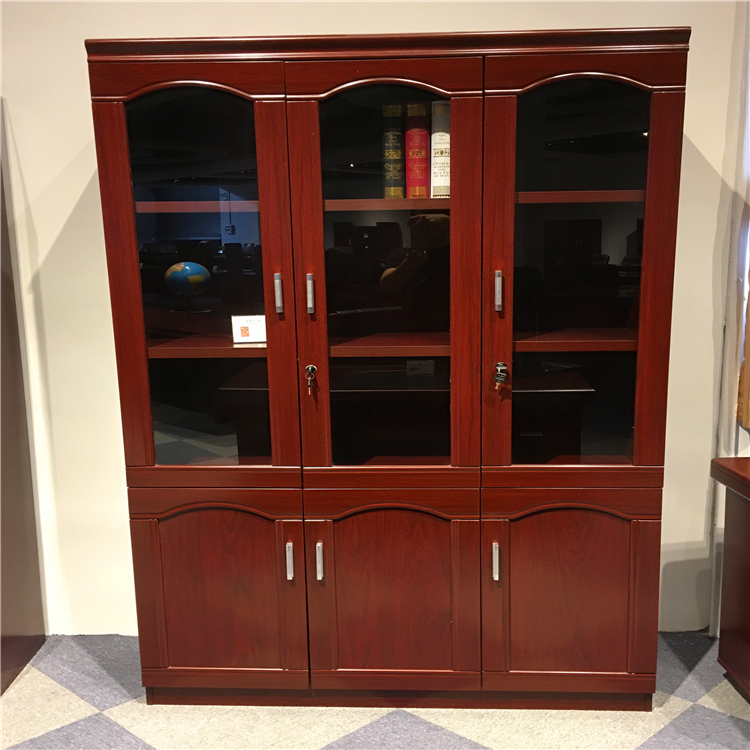 Detachable Wooden Office Bookcase Bookshelf Book Storage Cupboard Filing Cabinet With Glass Door And Lock