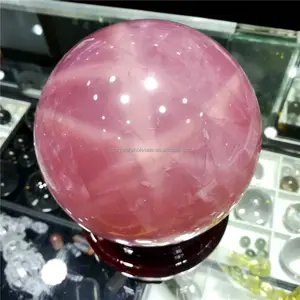 star glowing naturla rock polished rose quartz crystal spheres