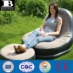 Custom Flocked Inflatable <strong>Recliner</strong> <strong>Chair</strong> With <strong>Footstool</strong> Lightweight Large Garden Sofa for Outdoor Home Furniture - Product Image 2