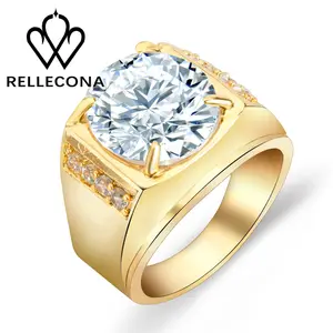 Men's big cz cubic zirconia stone gold ring