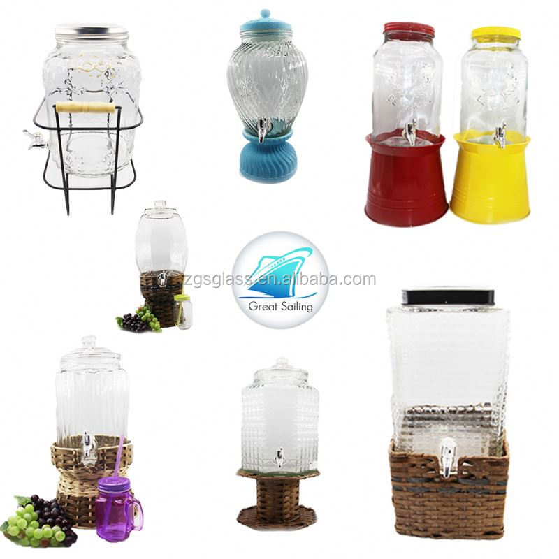 Personnalisé 10l Grand Rond Géant Verre Mason Jar Distributeur de Boissons Avec Couvercles Et Titulaire