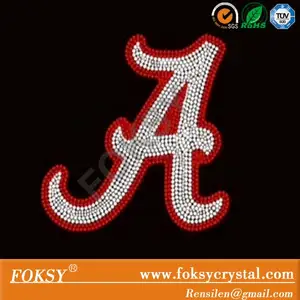 Sıcak düzeltme için Alabama crimson tide rhinestone demir on aplike transferi motif konfeksiyon