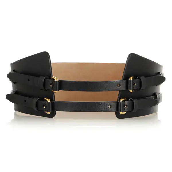 Wide Black Girdle Belt Women、Double Buckle Style Thick Fake Leather Fashion Belt FT-L2599