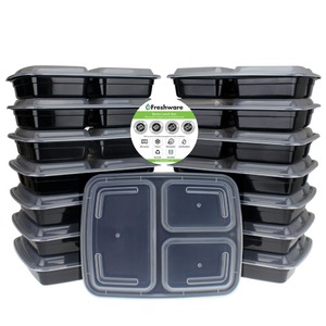 3 compartment disposable PP plastic meal prep lunch box takeaway food container