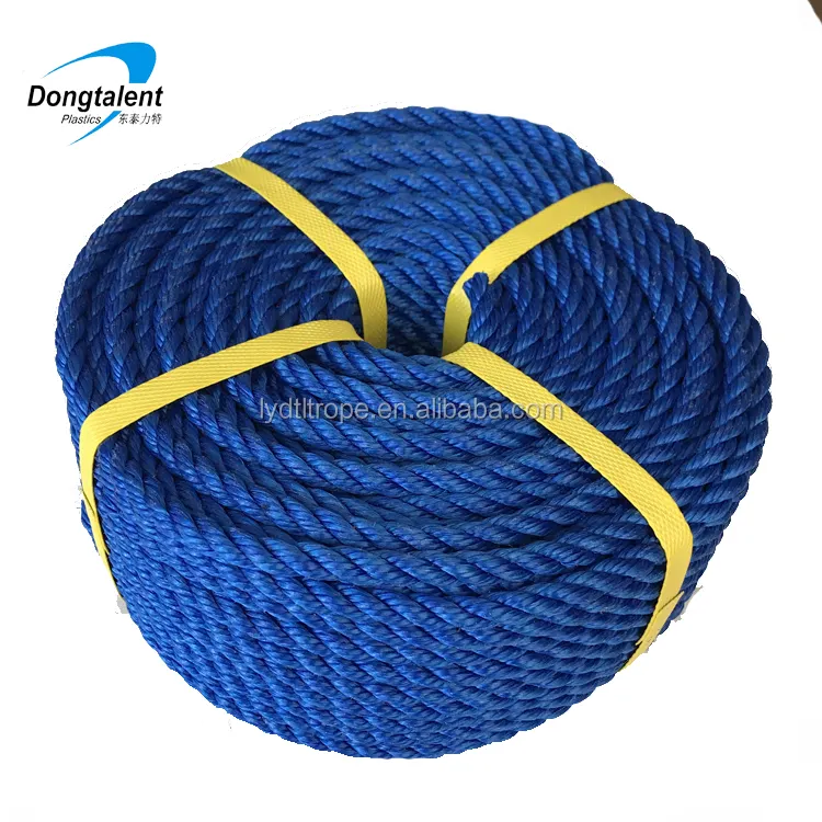 3strand blue color Cuerda de plastics rope waterproof rope nylon tuna fishing line for fishing net