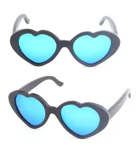 Logo available heart frame sun glasses fashionable Cat 3 UV400 100% bamboo polarized sunglasses black glasses