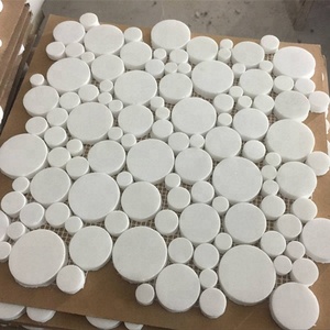 Hy lạp thassos bằng đá cẩm thạch trắng bong bóng tròn gạch <span class=keywords><strong>mosaic</strong></span> penny tròn khảm - Product Image 5