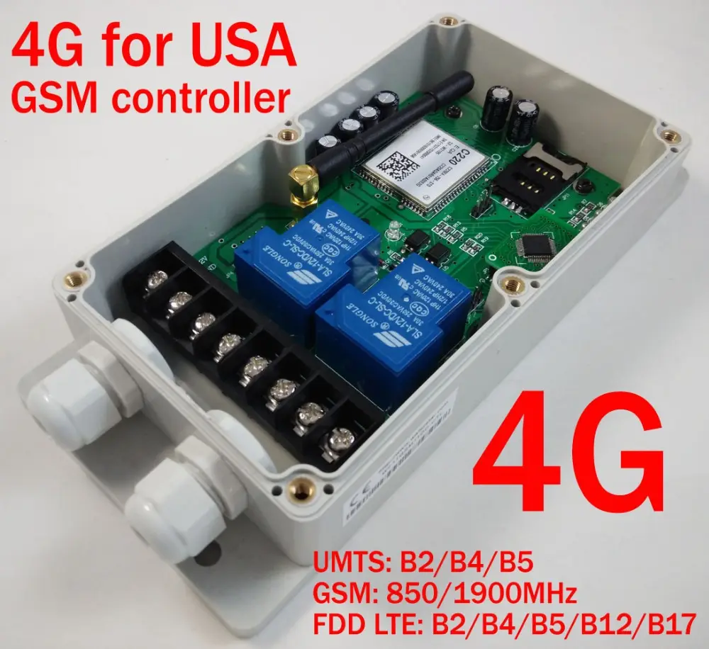 Sistema de controle remoto, 4g/3g/gsm versão dos eua GSM-CTL-4G gsm (caixa de controle de relé sms)
