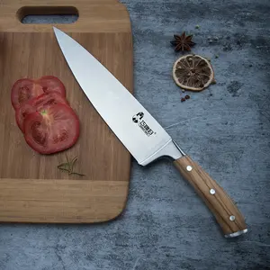 新设计8.5 "厨师刀德国Din 1.4116不锈钢厨师刀，橄榄木手柄