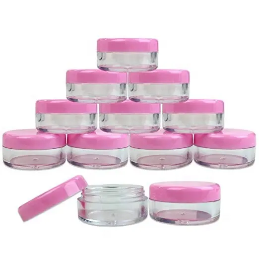 Toples Bening Bulat 5G/5ML dengan Tutup Merah Muda untuk Kosmetik, Obat, Sampel Penelitian Bidang, Alat Bantu Kecantikan dan Kesehatan