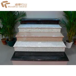 Nature Grey / Black / Yellow Granite Stairs Steps With Nosing / Flat Edges