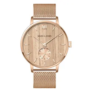 HS-0352 H-TIMES OEM ODM Watch Fabricante Custom Mesh Band Wood Relógios para Mulheres