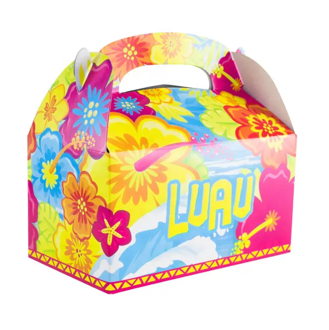 Летняя бумажная коробка для упаковки еды, кексов, конфет, подарочная цветная Гавайская бумажная коробка