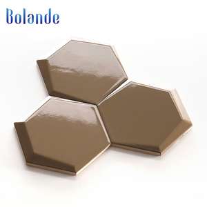 Pas cher moderne élégant <span class=keywords><strong>style</strong></span> pur noir mosaïque carreaux de métro brillant biseauté hexagone forme mosaïque dosseret tuile - Product Image 5