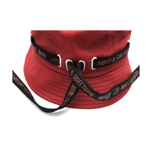 Personalized <strong>Red</strong> Korean Stylish Adjustable Custom <strong>Bucket</strong> <strong>Hat</strong> With String - Product Image 4