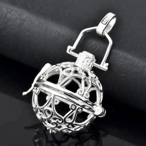Pendentif en argent sterling 925 plaqué rhodium, boules mexicaines à sonneries, personnalisable en gros - Product Image 2
