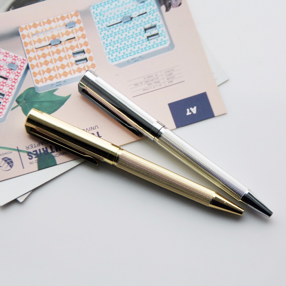 Канцелярские товары, рекламный премиум подарок, металлический серебристый и золотой цвет, персонализированная открытая шариковая ручка