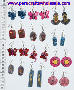 Pendientes colgantes de moda con inserción de mariposa étnica peruana hechos a mano, joyería al por mayor - Product Image 2