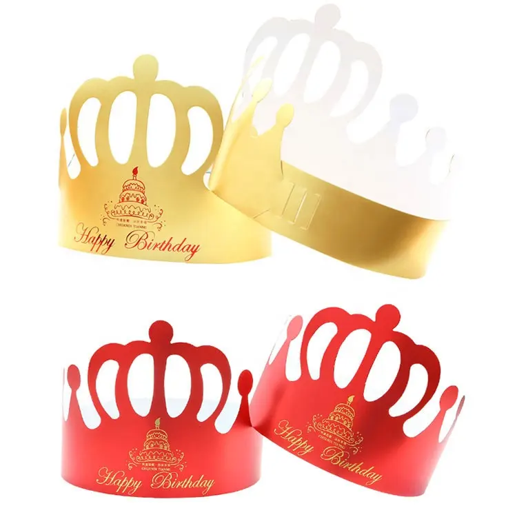 Commercio all'ingrosso per bambini di età torta di carta produttori di cappello personalizzato speciale edizione oro tessera di partito di compleanno tappo a corona