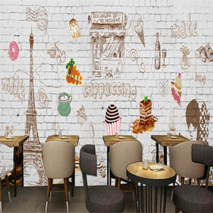 Gray Brick 벽 디저트 Ice Cream 독일어 벽지 특성 상 벽지 Hd 장식 벽지 - Product Image 3