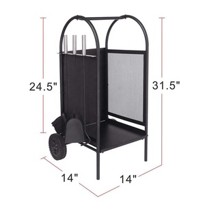 Support <span class=keywords><strong>de</strong></span> <span class=keywords><strong>bois</strong></span> <span class=keywords><strong>de</strong></span> <span class=keywords><strong>chauffage</strong></span> en fer forgé noir, chariot à roulettes, offre spéciale - Product Image 2