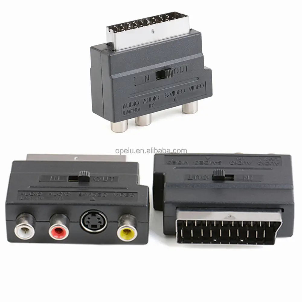 <span class=keywords><strong>RGB</strong></span> SCART macho a compuesto 3 RCA s-video Cable de Audio TV adaptador VCR Euro Connector