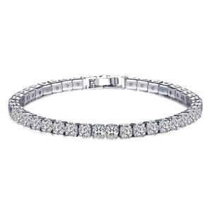Pulsera <span class=keywords><strong>de</strong></span> Estilo Simple Chapada en Oro Blanco <span class=keywords><strong>de</strong></span> 18k, Joyería <span class=keywords><strong>de</strong></span> Lujo para Mujer, Pulsera <span class=keywords><strong>de</strong></span> Tenis con Circonitas Cúbicas Austriacas - Product Image 1