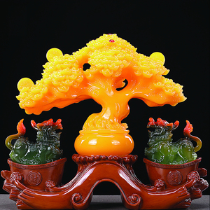Albero dei soldi cinese Feng Shui citrino naturale dorato albero della fortuna bonsai decorazione per fortuna ricchezza prosperità casa ufficio ornamento 12 cm giallo