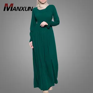 Neues Design Muslimisches Kleid Jasper Rundhals ausschnitt Islamische Kleidung Einfache einfache Burka Abaya Quaste Langarm Mode Kebaya