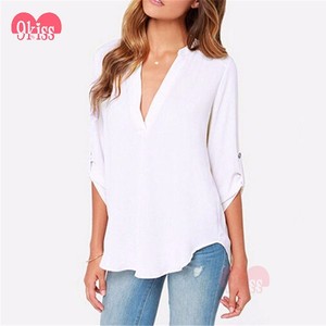 9 beso V Cuello Ocasionales Flojos Esposadas Últimos Diseños Blusa de Las <span class=keywords><strong>Mujeres</strong></span> - Product Image 5