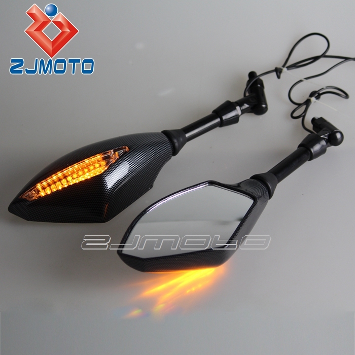 Motorcycle Rearview Mirrors LED Turn Signals Lights For KAWASAKI Z800 Ninja 6r 9r 650r 250r 636 Suzuki Gsxr 600 750 1000 Katana