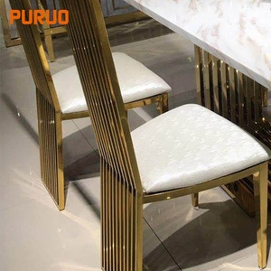 Luxury Restaurant <strong>Leather</strong> Gold Stainless Steel High Back <strong>Dining</strong> <strong>Chair</strong> Banquet <strong>Chair</strong> - Product Image 3
