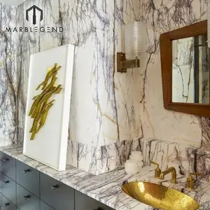 浴室デザインブックマッチ壁被覆トルコMilasライラック大理石価格