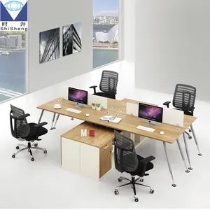 Wholesale MDF four-seater office workstation with wire management