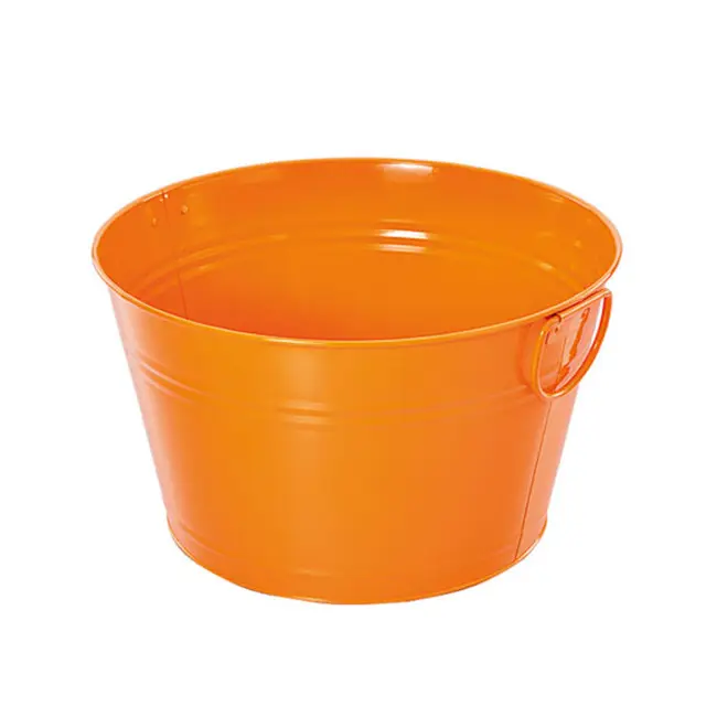 オレンジ色の丸い・力のコーティング亜鉛めっき鋼飲料/ビールのアイスバケットハンドル付き金属の洗浄浴槽