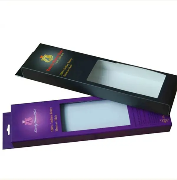 Картонная коробка с логотипом на заказ, складная упаковочная коробка для наращивания волос с розничным отверстием