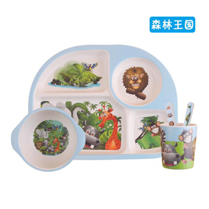 Juego de vajilla ecológica de fibra de bambú para niños, juego de vajilla de dibujos animados, 5 piezas - Product Image 4