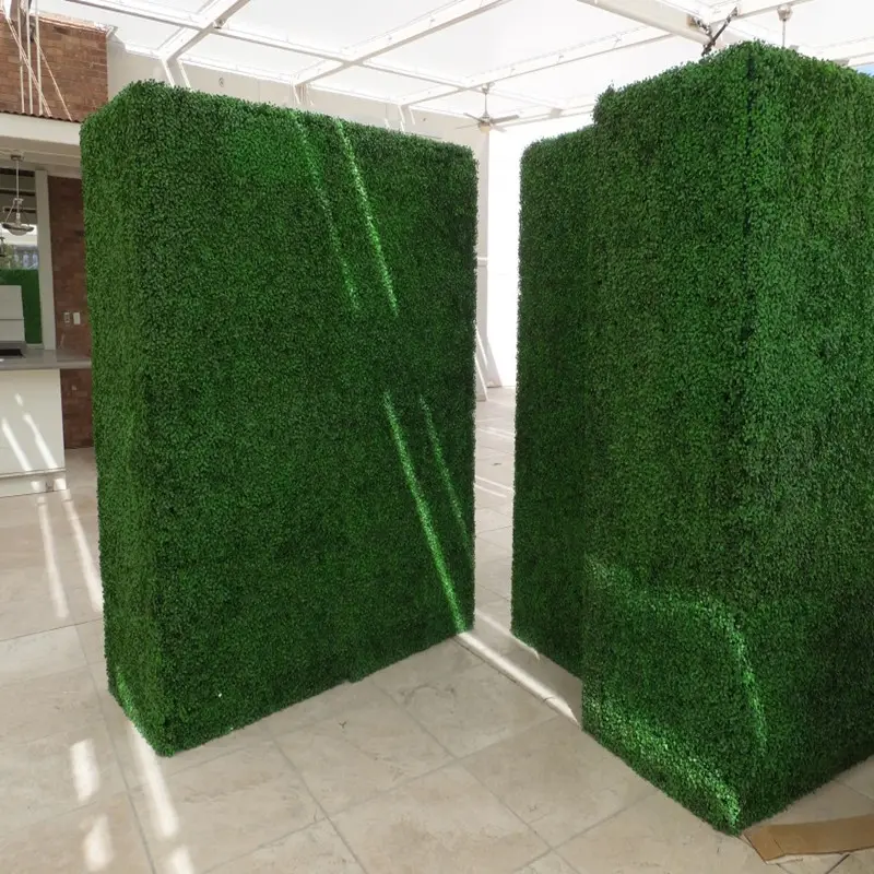 Kualitas Tinggi Pembuatan Plastik Buatan Boxwood Hedge Buatan Rumput Hijau Dinding untuk Taman//Hotel Dekorasi
