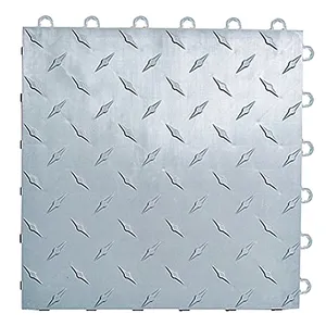 12 "x 12" 50 Pack, Silver Diamond Garage Tile Lock Plastic Garage Floor Mat