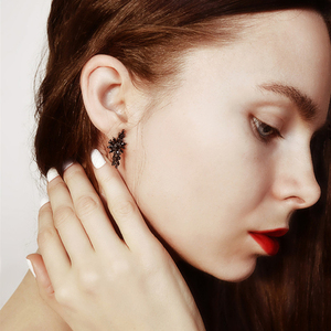 LUOTEEMI New Luxury Women Charm Jewelry <strong>Black</strong> Marquise Cut Cubic Zirconia <strong>Stud</strong> <strong>Earrings</strong> for Party - Product Image 4