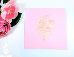 Tarjeta floral vietnamita hermosa tarjeta emergente de ramo de rosas rosadas artesanía de fabricación al por mayor - Product Image 5