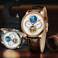 Reloj de Pulsera de Lujo con Logotipo Personalizado, Esfera Azul, Diseño Transparente, Movimiento Automático para Hombre