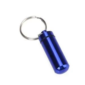 Promotional Custom Logo Metal Capsule Pill Box Keychain for Pharmacy