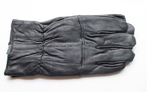 Hombres negro de piel de <span class=keywords><strong>oveja</strong></span> guantes forrados - Product Image 2