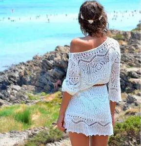 <span class=keywords><strong>Abito</strong></span> <span class=keywords><strong>Lungo</strong></span> a <span class=keywords><strong>Maglia</strong></span> Traforato da Spiaggia con Maniche Lunghe, Vestito Smock <span class=keywords><strong>in</strong></span> Pizzo all'Uncinetto per Donna - Product Image 1